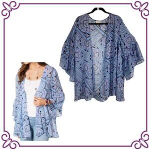 Style & Co Printed Open Front Semi Sheer Kimono Cardigan Size 2X